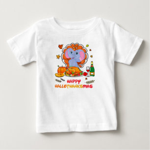 Happy Hallo Elephant Drinking Wine Thank You Gift  Baby T-Shirt