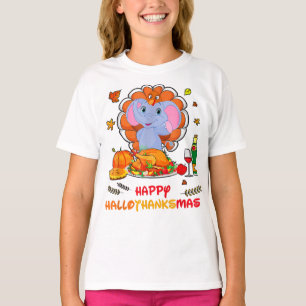 Happy Hallo Elephant Drinking Wine Thank You Gift  T-Shirt