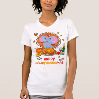 Happy Hallo Elephant Drinking Wine Thank You Gift  T-Shirt