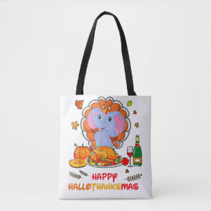 Happy Hallo Elephant Drinking Wine Thank You Gift Tote Bag