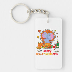 Happy Hallo Thanks Mas Elephant Thanksgiving Gift Key Ring