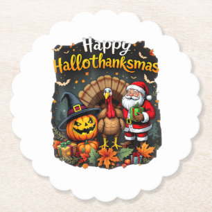 Happy Hallo Thanks mas Merry Christmas Santa Claus Paper Coaster