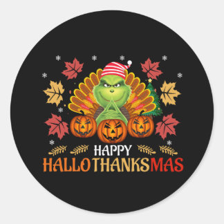 happy hallo thanksmas classic round sticker
