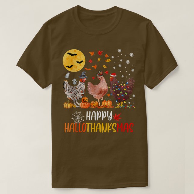 Happy Hallothankmas Chicken  T-Shirt (Design Front)