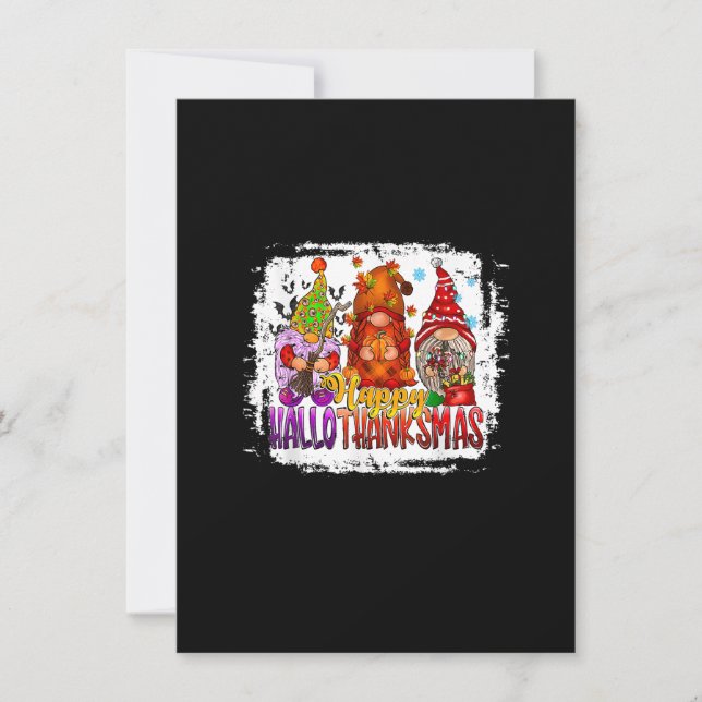 Happy HalloThankMas Gnome Halloween Christmas Than Invitation (Front)