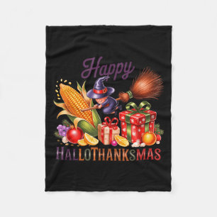 Happy Hallothankmas Witch Cornucoa Fleece Blanket