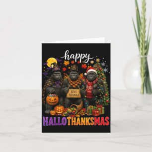 Happy Hallothankmas Xmas Halloween Thanksgiving Card