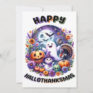 Happy HalloThanksMas 5x7 Greeting Card