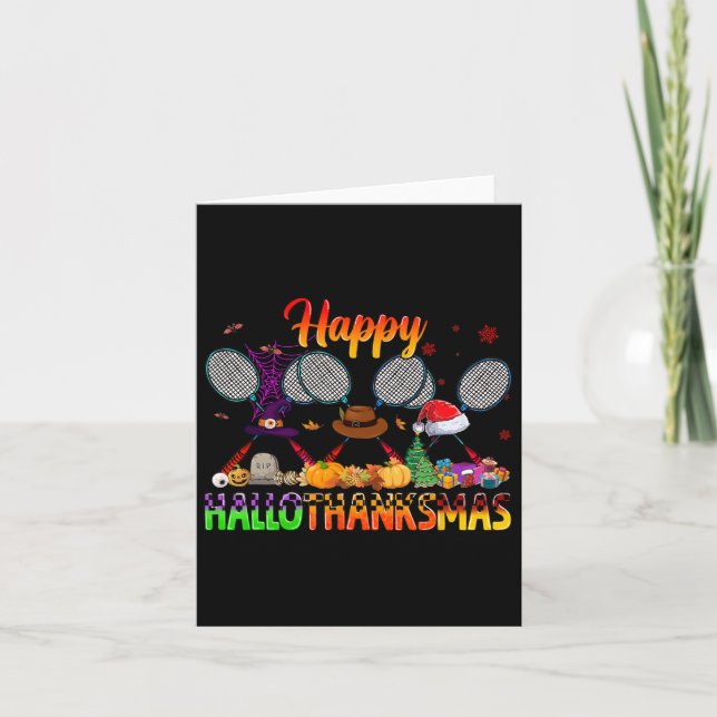 Happy Hallothanksmas Badminton Witch Hat Christmas Card (Front)