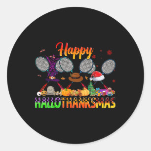Happy Hallothanksmas Badminton Witch Hat Christmas Classic Round Sticker