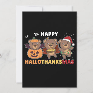 Happy Hallothanksma's Bears Christmas Bear Holiday Card