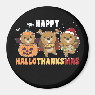Happy Hallothanksmas Beaver Christmas Beaver Magne Magnet