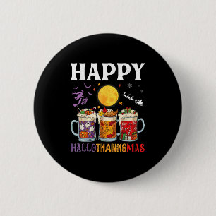 Happy Hallothanksmas Beer Drinker Halloween To Xma 6 Cm Round Badge