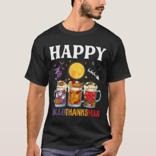 Happy Hallothanksmas Beer Drinker Halloween To Xma T-Shirt
