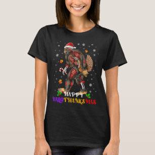 Happy Hallothanksmas Bigfoot Halloween Thanksgivin T-Shirt