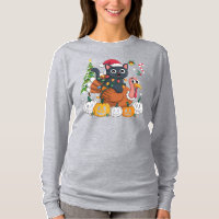 Happy Hallothanksmas Black Cat Santa Hat pumpkin