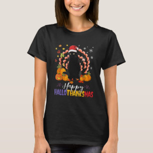 Happy Hallothanksmas Cat Halloween Thanksgiving Ch T-Shirt