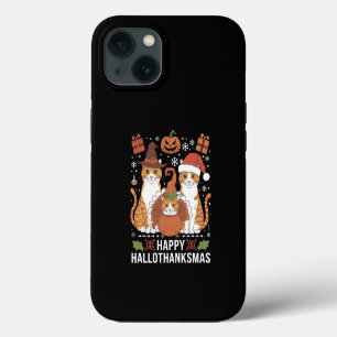 Happy Hallothanksmas Cats Halloween Christmas iPhone 13 Case