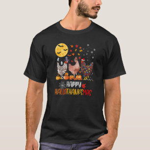 Happy HalloThanksMas Chicken Famring Christmas T-Shirt