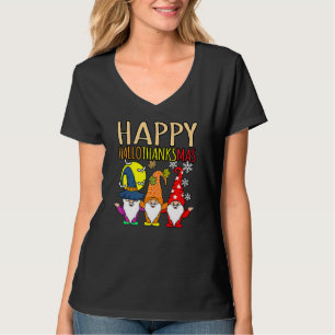 Happy Hallothanksmas Christmas Halloween Thanksgiv T-Shirt