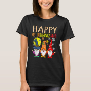 Happy Hallothanksmas Christmas Halloween Thanksgiv T-Shirt