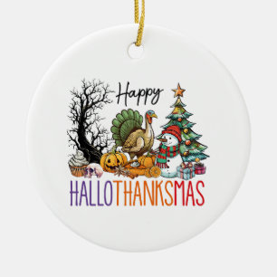 Happy Hallothanksmas Clipart Ceramic Tree Decoration