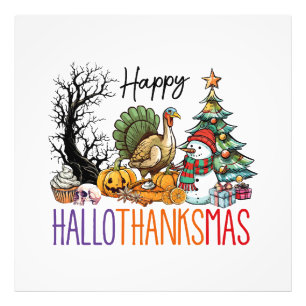 Happy Hallothanksmas Clipart Photo Print