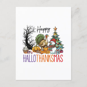 Happy Hallothanksmas Clipart Postcard
