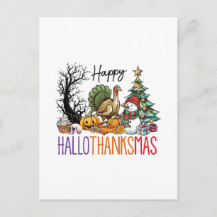 Happy Hallothanksmas Clipart Postcard