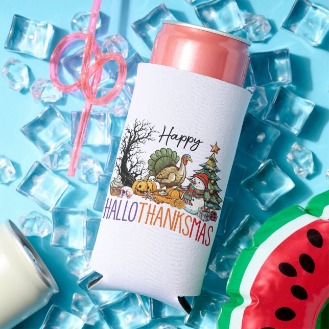 Happy Hallothanksmas Clipart Seltzer Can Cooler (In Situ Summer)
