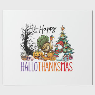 Happy Hallothanksmas Clipart Wrapping Paper