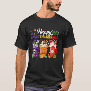 Happy Hallothanksmas Coffee Halloween Thanksgiving T-Shirt