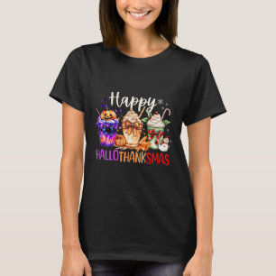 Happy Hallothanksmas Coffee Halloween Thanksgiving T-Shirt