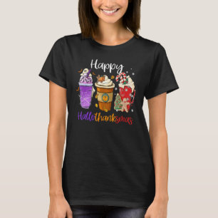 Happy Hallothanksmas Coffee Latte Halloween Thanks T-Shirt