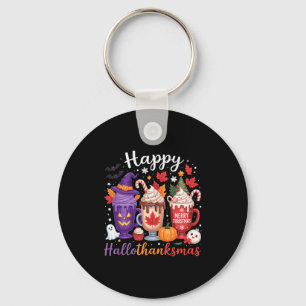 Happy Hallothanksmas Coffee Lover Halloween Merry Key Ring