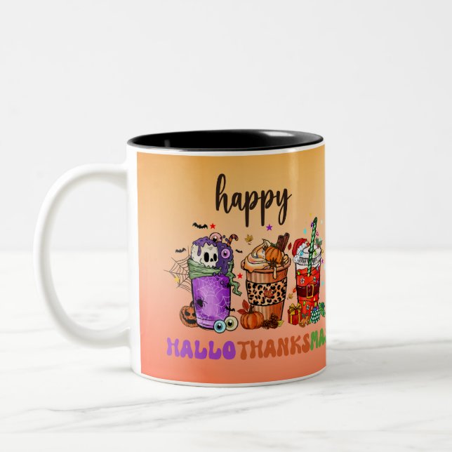 Happy HalloThanksMas Coffee Mug (Left)