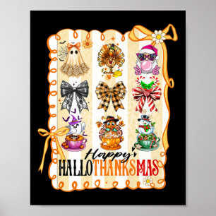 Happy Hallothanksmas Coquette Bow Halloween Thanks Poster