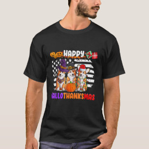 Happy Hallothanksmas Corgi Dog Santa Pumpkin Turk T-Shirt
