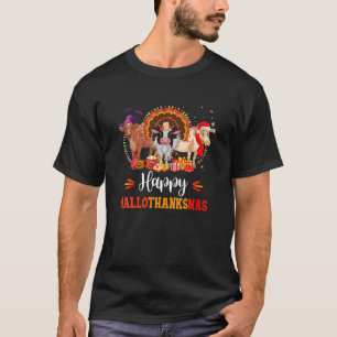 Happy Hallothanksmas Cow Turkey Halloween Thanksgi T-Shirt