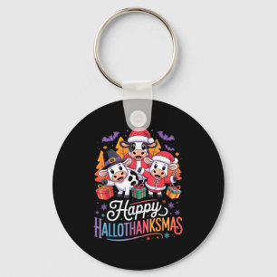 Happy Hallothanksmas Cows For Farmer Key Ring