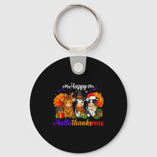 Happy Hallothanksmas Cows For Farmer  Key Ring (Front)