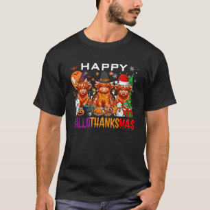 Happy Hallothanksmas Cows Halloween Thanksgiving C T-Shirt