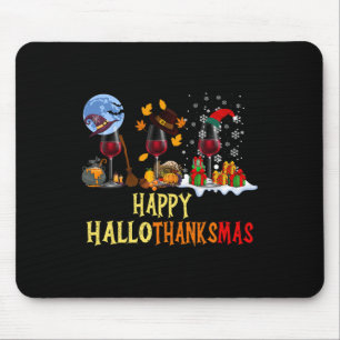 Happy Hallothanksmas Cute Beer Fall Halloween Wome Mouse Pad