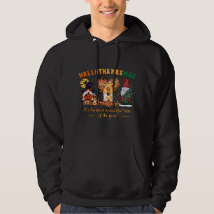 Happy Hallothanksmas Cute Gnomes Fall Halloween Hoodie