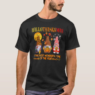 Happy Hallothanksmas Cute Gnomes Fall Halloween Wo T-Shirt