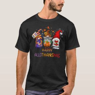 Happy Hallothanksmas Cute Gnomes Fall Halloween Wo T-Shirt