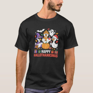 Happy Hallothanksmas Cute Goose Duck Animal Holida T-Shirt