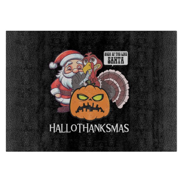 Happy Hallothanksmas Cutting Board (Front)