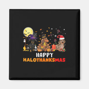 Happy Hallothanksmas Dachshund Dog Lover Halloween Magnet