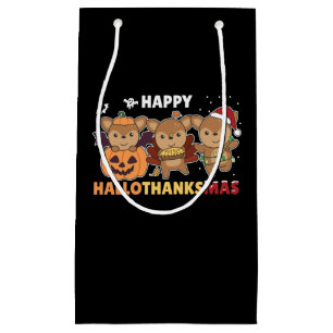 Happy Hallothanksmas Deers Christmas Deer Small Gift Bag